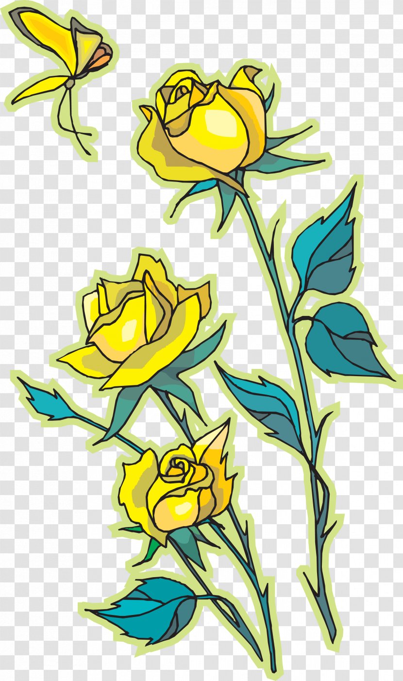 Rose Yellow Clip Art - Cut Flowers - Tattoo Transparent PNG