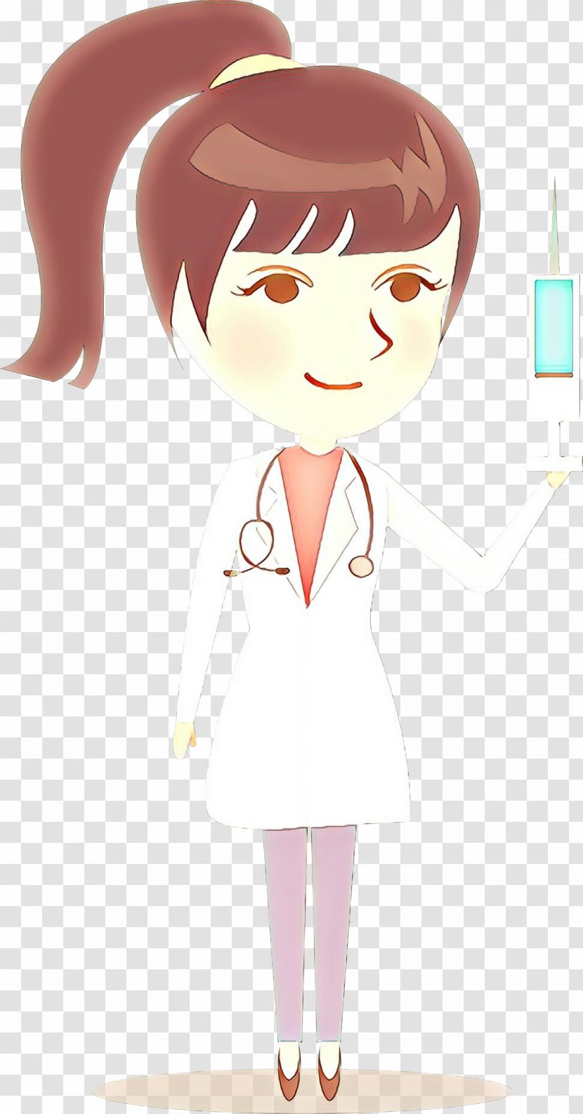 Cartoon Nurse Health Care Provider Brown Hair White Coat Transparent PNG