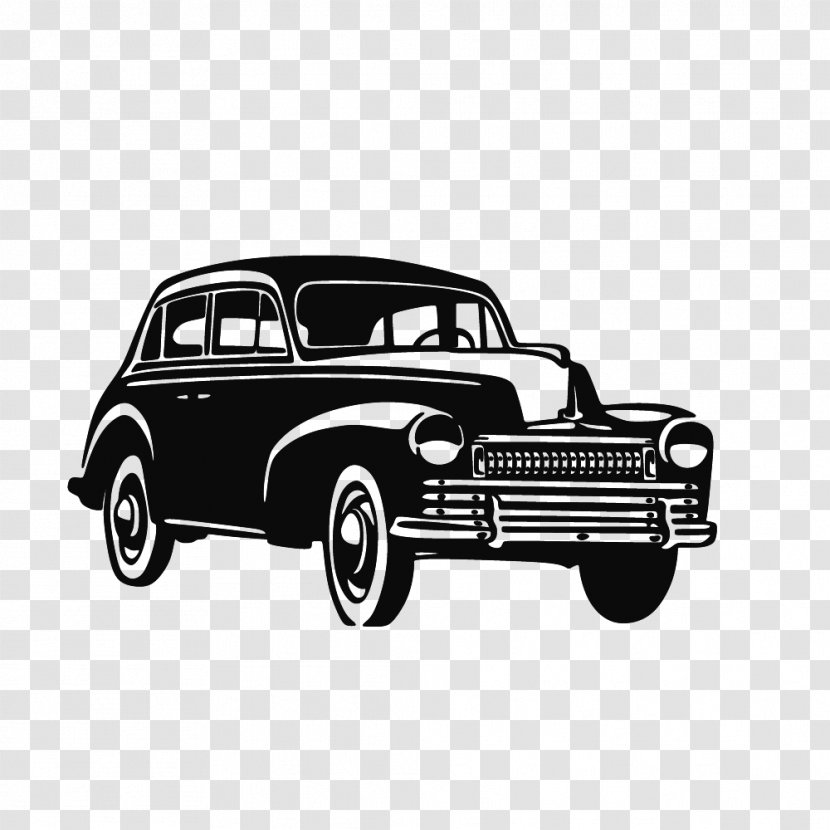 Vintage Car Silhouette - Antique - Vector Drawing Retro Ford Classic Cars Transparent PNG