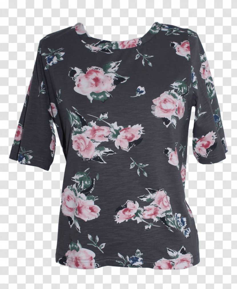 Blouse T-shirt Top Clothing Sleeve - Shoulder - Grey Rose Transparent PNG