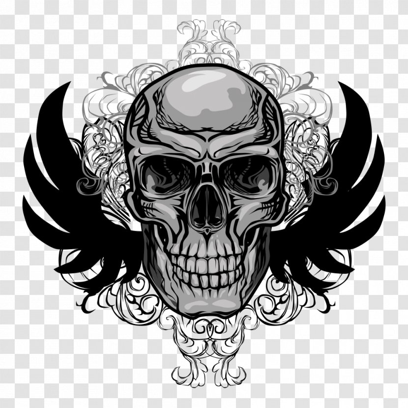Human Skull Symbolism Skeleton Illustration - Royaltyfree - Vector Black Print Transparent PNG