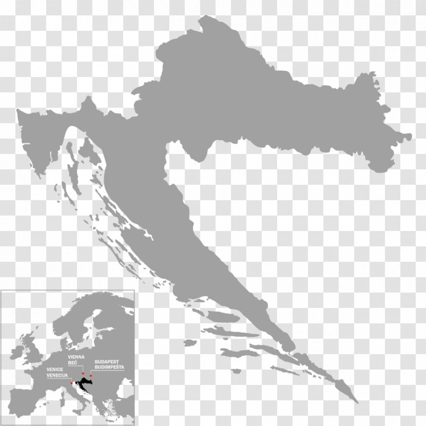 Croatia Royalty-free Vector Map - Monochrome - Europski Fondovi Transparent PNG