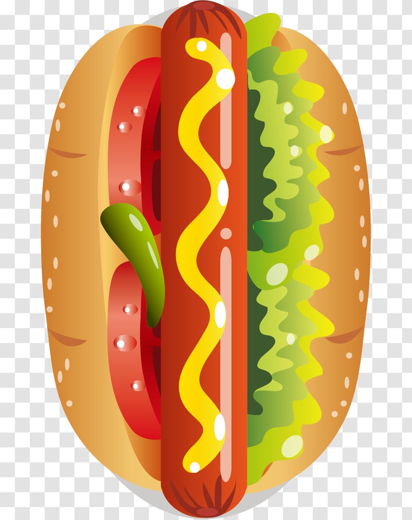 Sausage Hot Dog Fast Food Junk Clip Art - Bun - Vector Transparent PNG