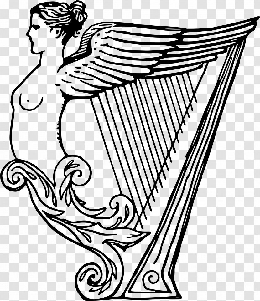 Celtic Harp Drawing Clip Art - Silhouette Transparent PNG