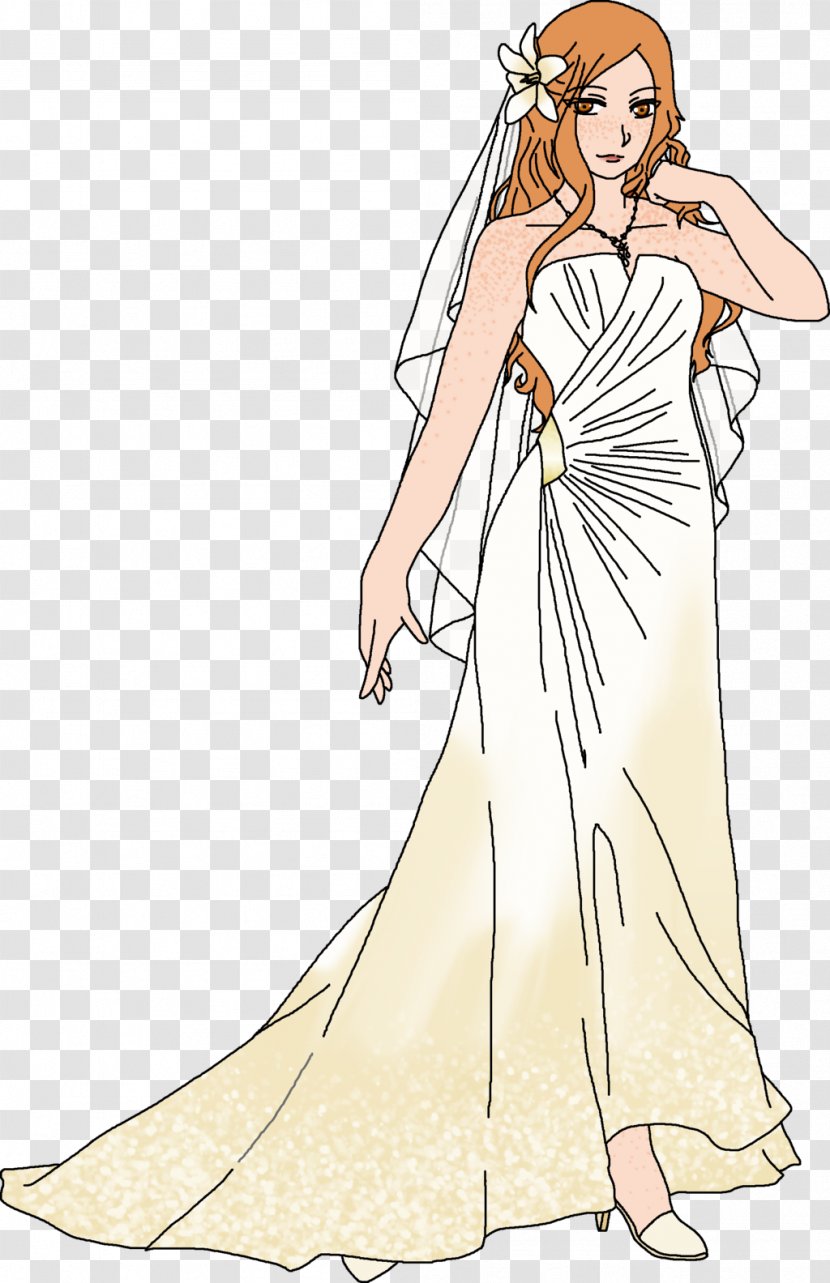 Wedding Dress Gown Line Art - Silhouette Transparent PNG