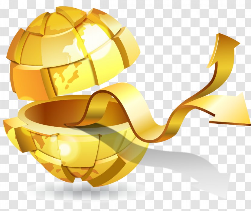 Earth Illustration - Gold - Vector Golden Business Transparent PNG