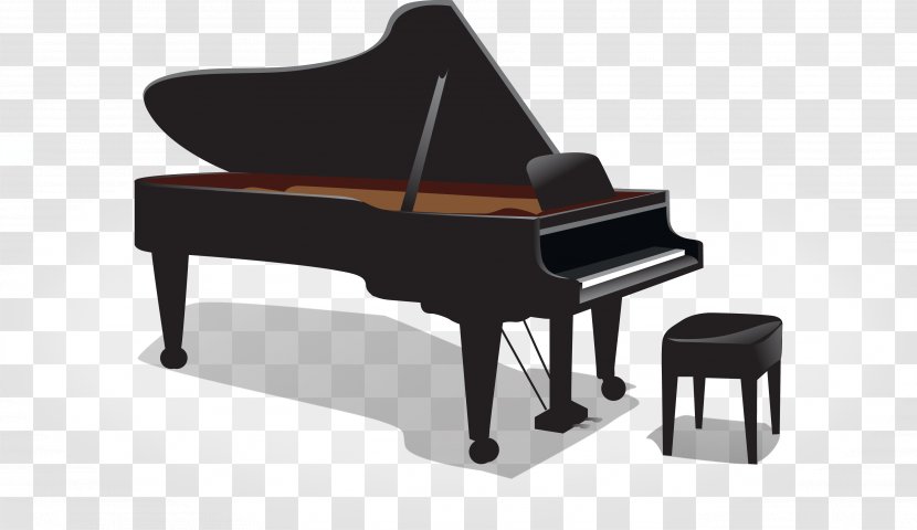 Digital Piano Electric Musical Keyboard - Flower - Vector Cartoon And Chair Transparent PNG