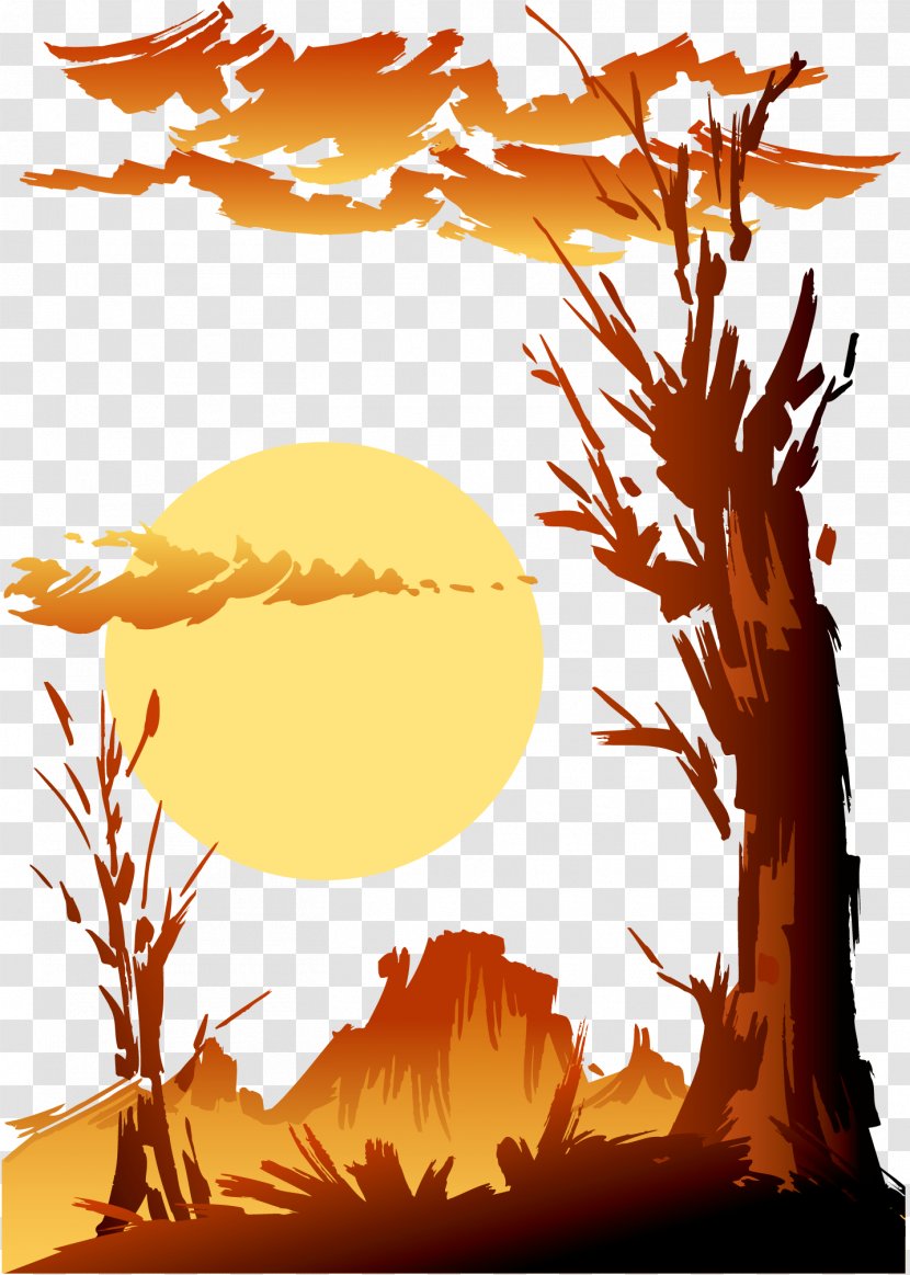Sunset Clip Art - Orange - Tree Transparent PNG