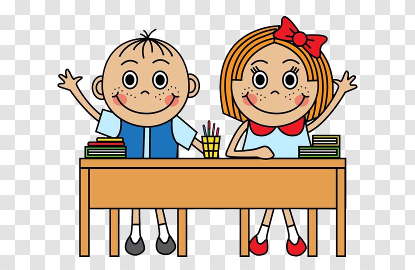 School Cartoon Royalty-free Illustration - Conversation - 2 Children Holding Up Their Hands In Front Of The Seat Transparent PNG