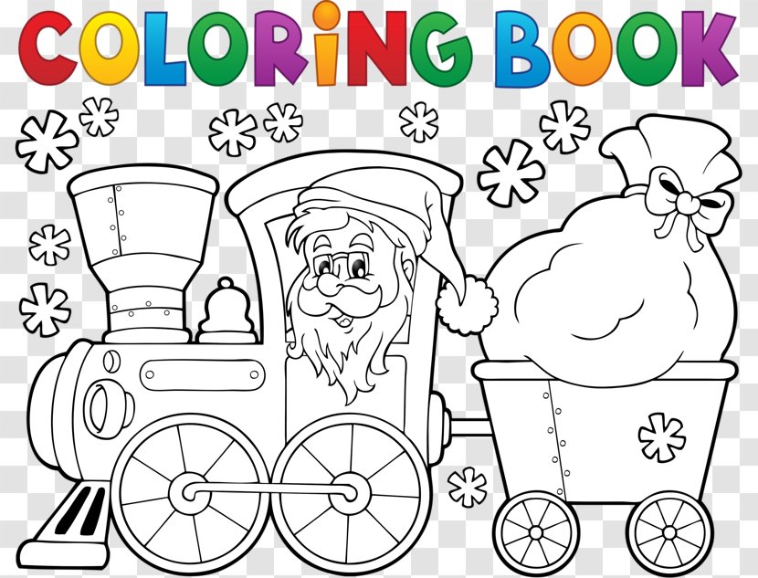 Train Santa Claus Coloring Book Christmas - Flower - Car Transparent PNG