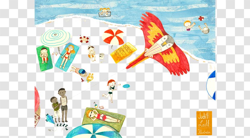 Beach Cartoon Illustration - Hand-painted Pattern Resort Transparent PNG