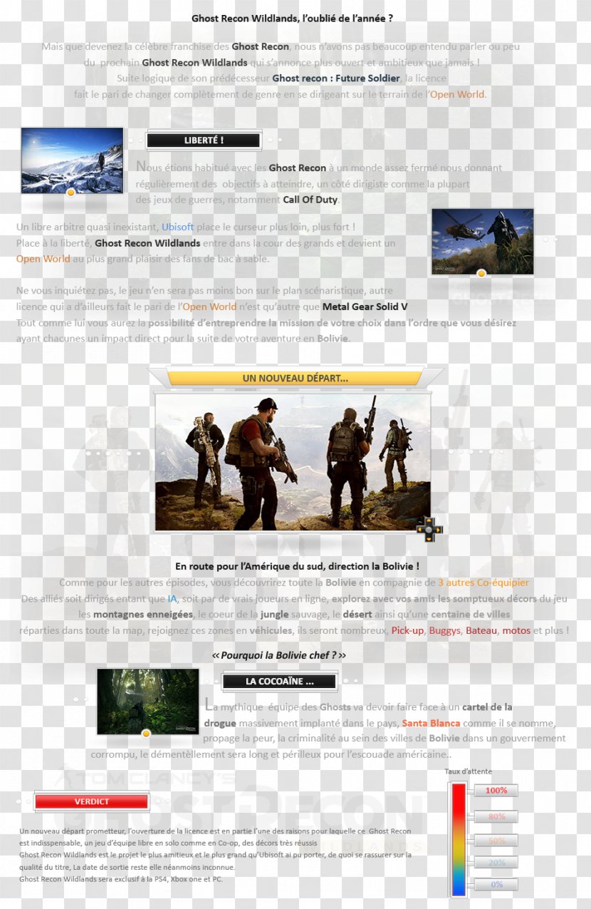 Tom Clancy's Ghost Recon Wildlands IBM PC Compatible Web Page - Advertising Transparent PNG