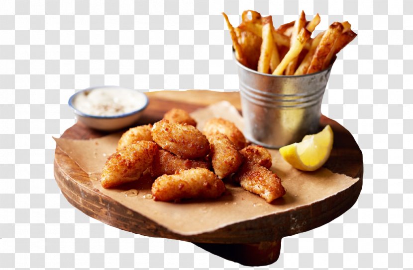 French Fries Chicken Fingers Fish And Chips Nugget Tartar Sauce - Fried Food Transparent PNG