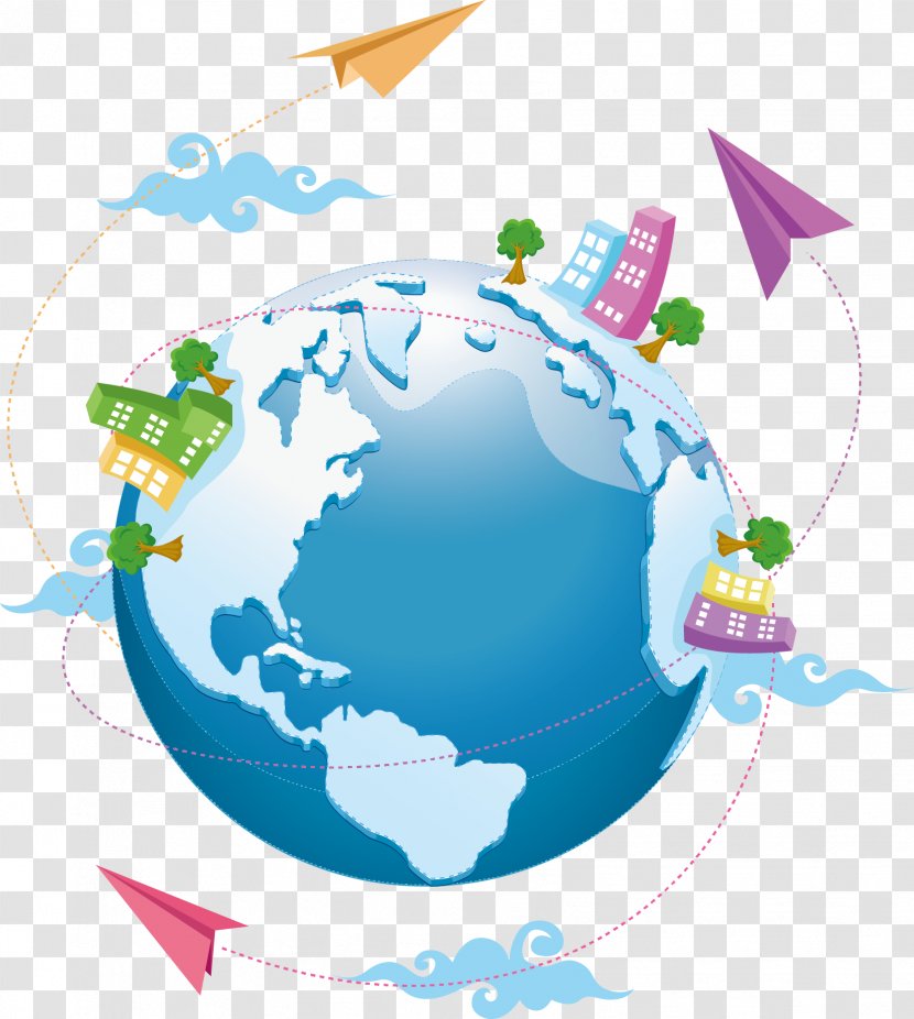 Globe Clip Art - Website - Vector Paper Airplane Around The World Transparent PNG