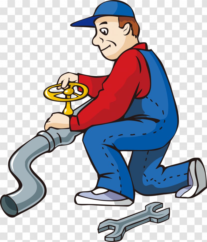 Cartoon Water Pipe Repairman - Profession - Drawing Transparent PNG
