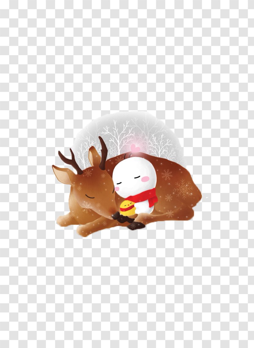 LINE Christmas KakaoTalk Naver Illustration - Toy Art - Cute Snowman Deer Transparent PNG