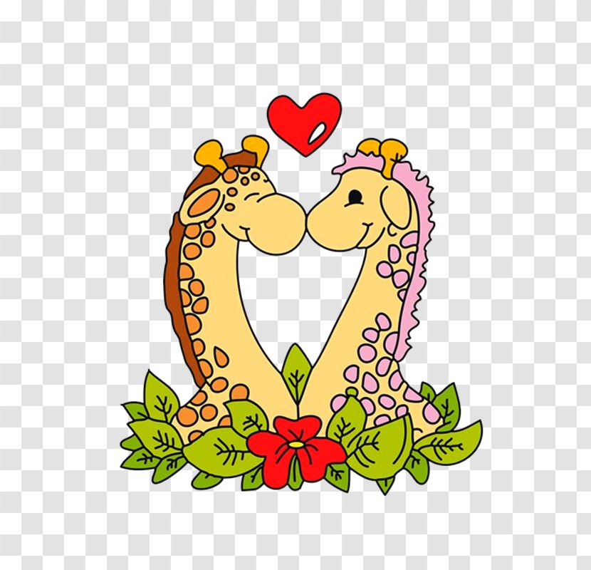 Northern Giraffe Drawing Clip Art - Heart - Tree Transparent PNG