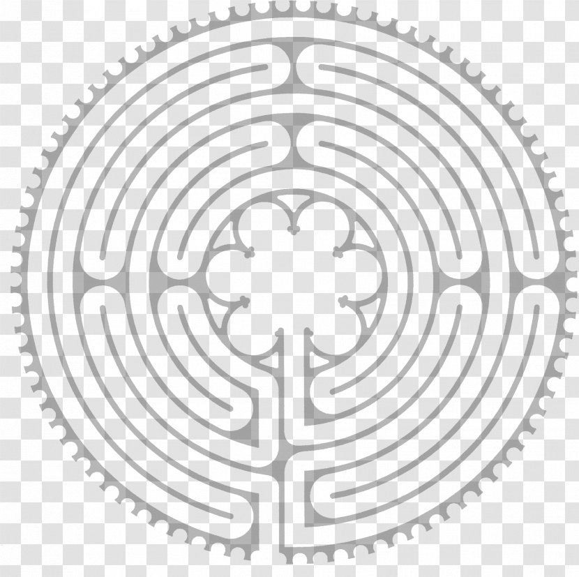 Chartres Cathedral Labyrinth Middle Ages Maze - Black And White Transparent PNG