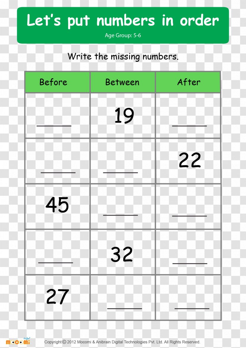 Worksheet Number Mathematics Numerical Digit First Grade Transparent PNG