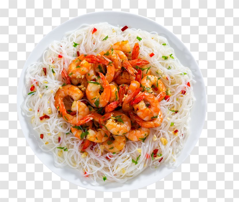 Asian Cuisine Food Thai Pasta Rice Noodles - Chinese - Shrimps Transparent PNG