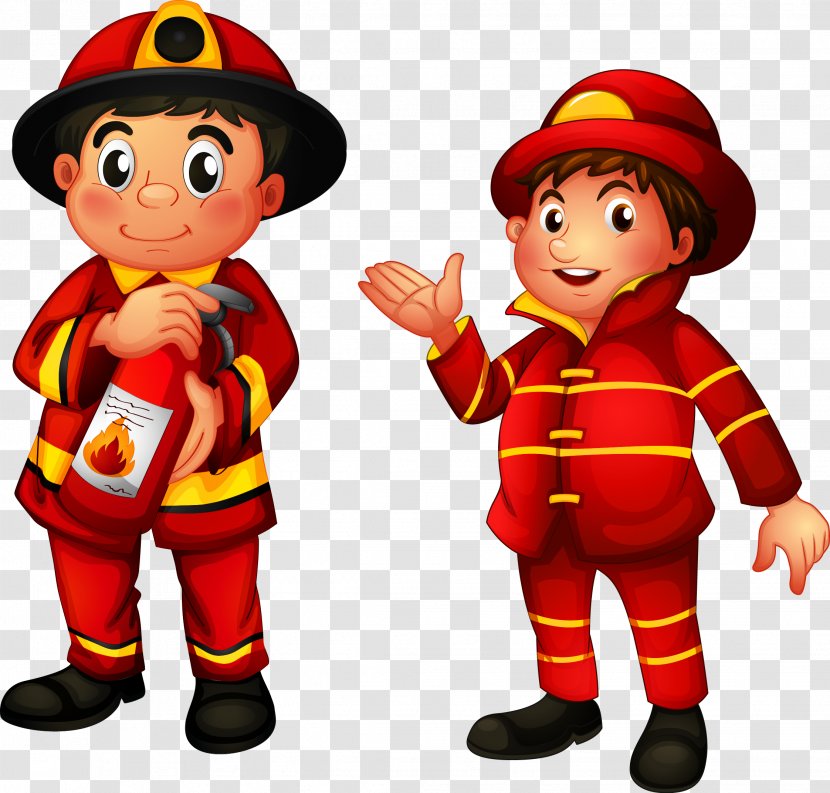 Firefighter Cartoon Royalty-free Illustration - Male - Firefighters Are Working Transparent PNG