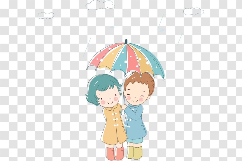 Umbrella Cartoon Illustration - Heart - Rain Men And Women Transparent PNG