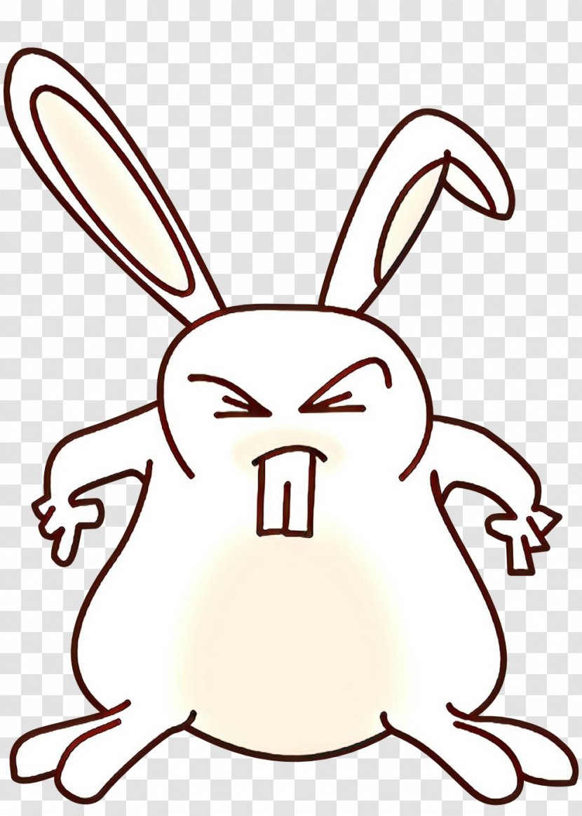 White Rabbit Cartoon Line Art Head - Rabbits And Hares - Snout Nose Transparent PNG