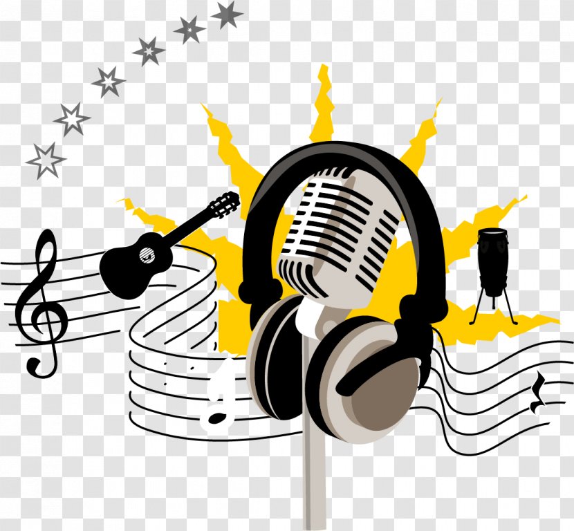 Microphone Headphones Clip Art - Tree - Hand Drawn Vector And Transparent PNG