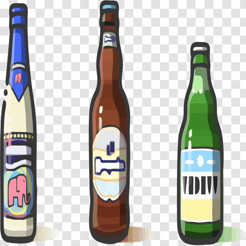 Red Wine Beer Bottle Soft Drink - Three Bottles Transparent PNG