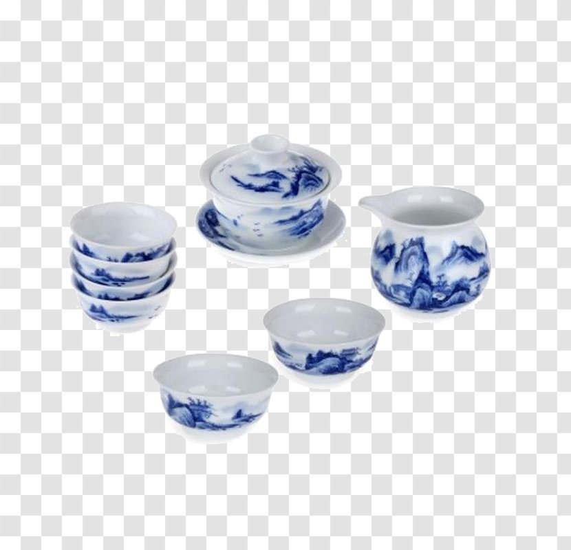 Tea Porcelain Ceramic Blue And White Pottery - Cup Transparent PNG