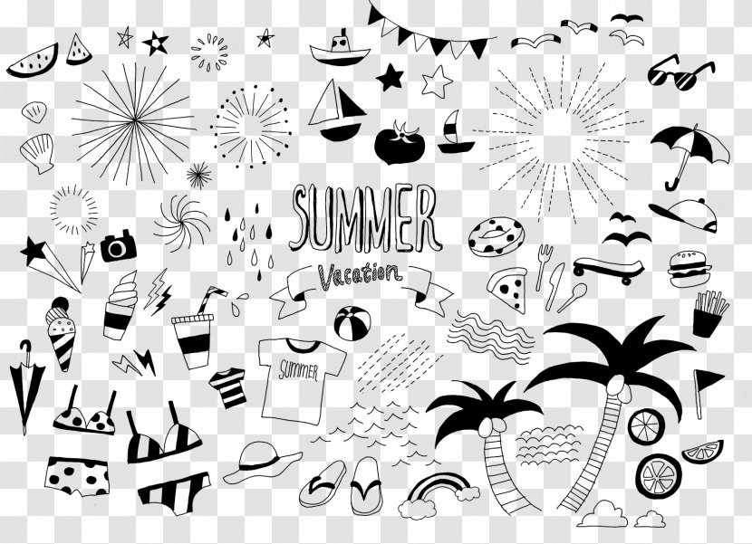 Monochrome Painting Silhouette Drawing - New Year Card - Summer Holiday Transparent PNG