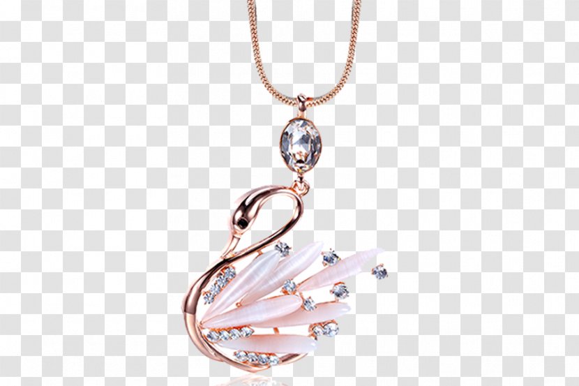 Locket Necklace Gemstone Jewellery - Pendant - Swan Style Transparent PNG