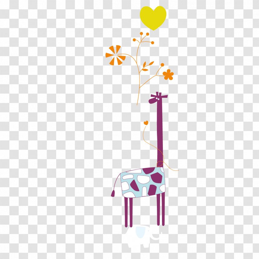Northern Giraffe Cartoon Illustration - Eating The Of Leaves Transparent PNG