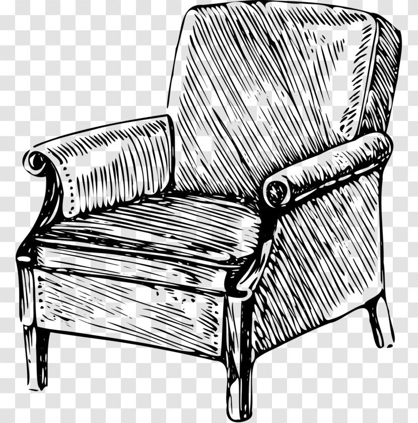 Drawing Chair Living Room Table - Monochrome Photography Transparent PNG