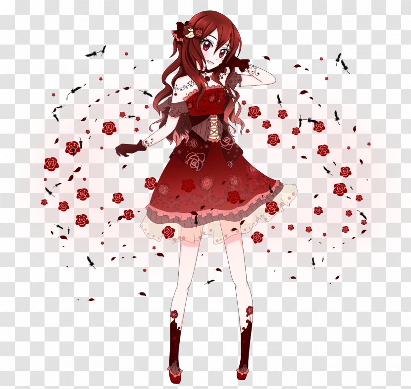 DeviantArt Fashion Illustration - Heart - Falling Roses Transparent PNG