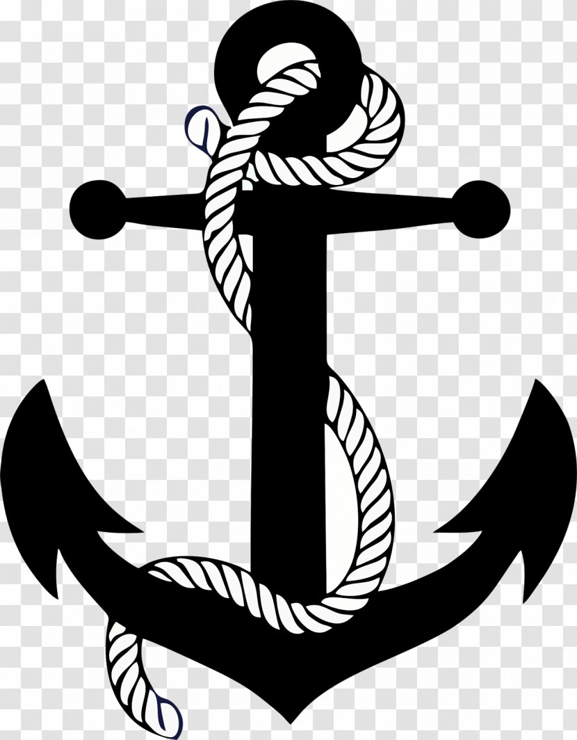 Anchor Clip Art Boat Ship - Black And White Transparent PNG