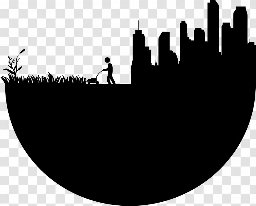 Silhouette Lawn Mowers Drawing Clip Art - Black And White - Earth Day Transparent PNG