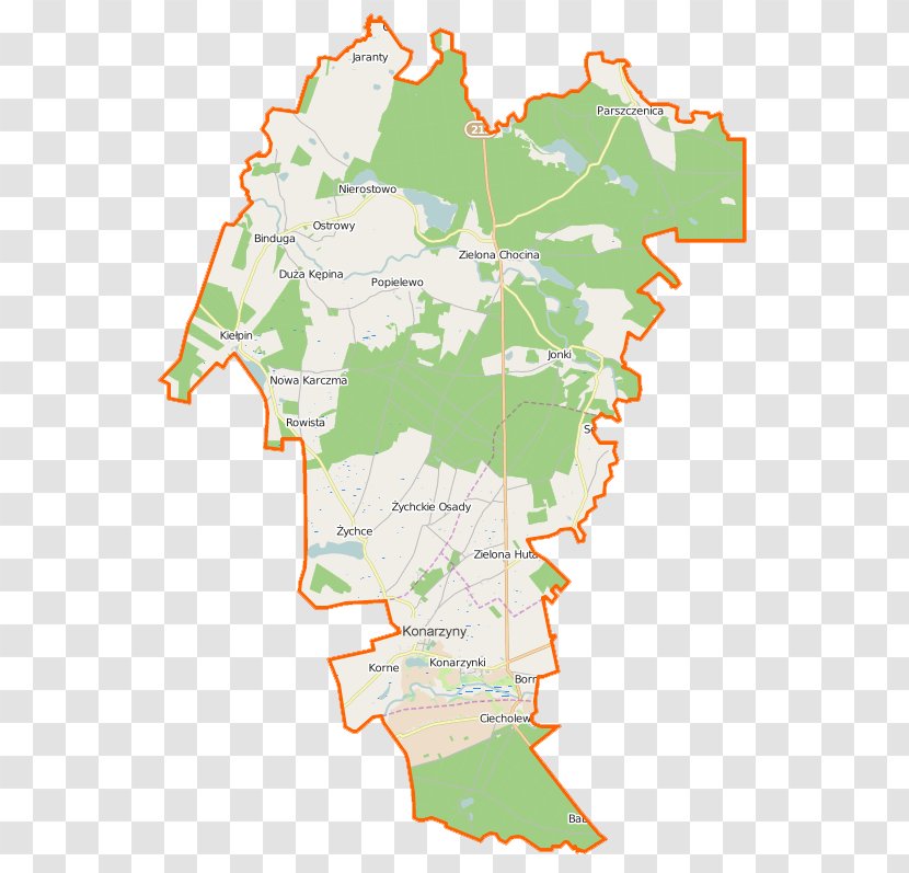 Konarzyny, Chojnice County Ciecholewy, Jaranty Gmina - Map Transparent PNG