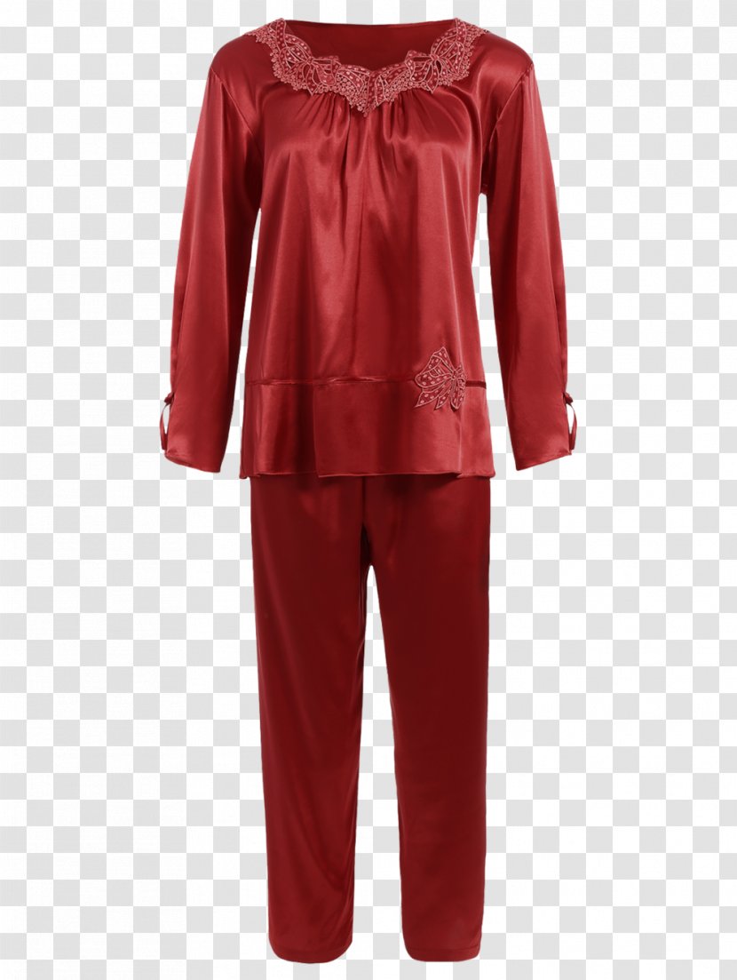 Pajamas Satin Shoulder Sleeve Blouse - Nightwear - CHINESE CLOTH Transparent PNG