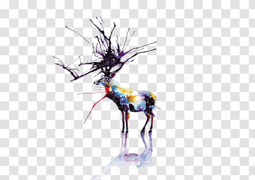 Deer Watercolor Painting Drawing Tattoo Sketch Transparent PNG