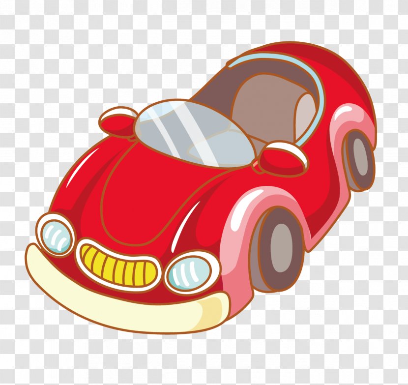 Cartoon Illustration - Automotive Design - Red Sports Car Vector Material Transparent PNG