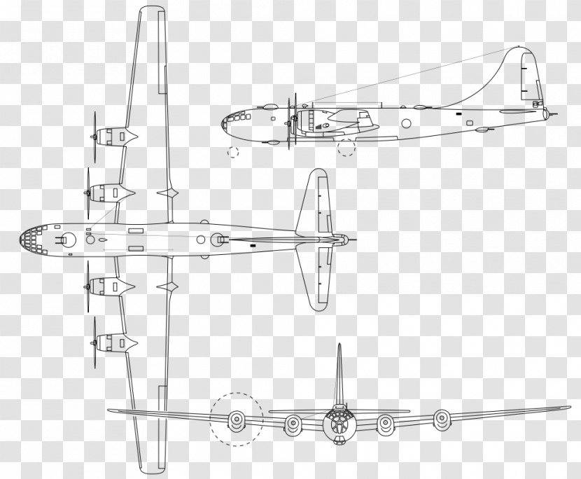 Boeing B-29 Superfortress B-50 Airplane Piaggio P.108 Heavy Bomber - Drawing Transparent PNG