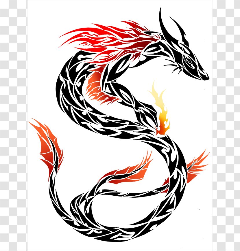 Chinese Dragon Tribe Tattoo Clip Art - Beak - Fire Breathing Transparent PNG