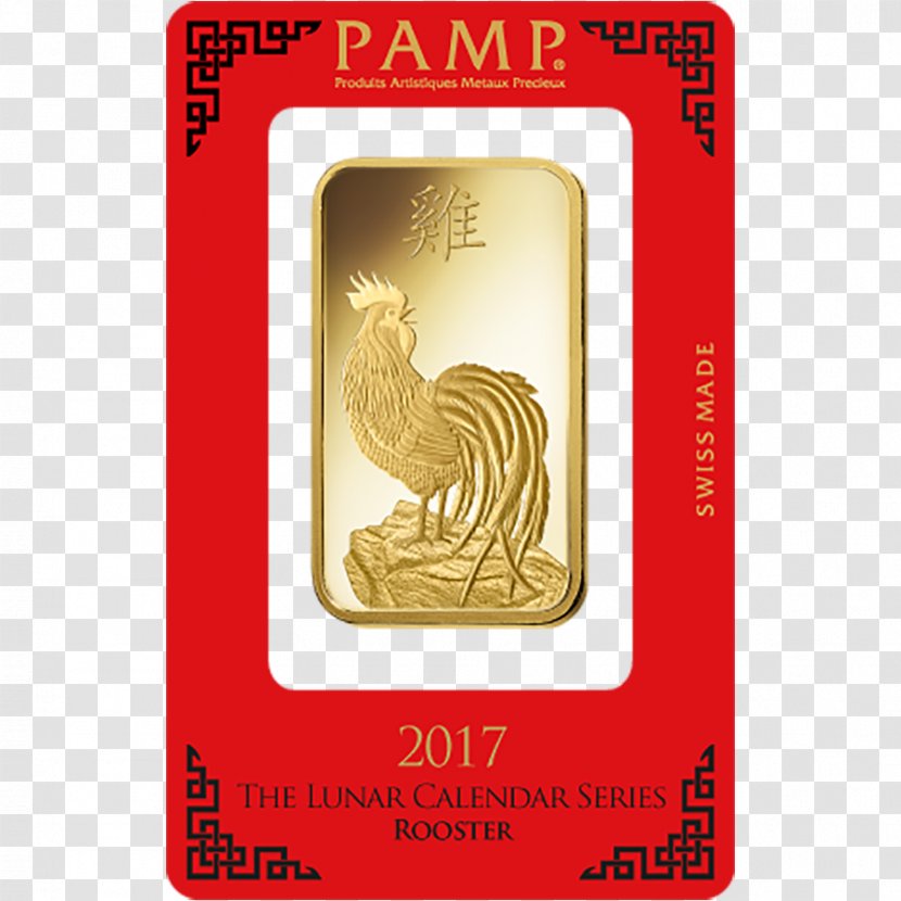 Gold Bar PAMP Bullion Carat - Rooster Transparent PNG
