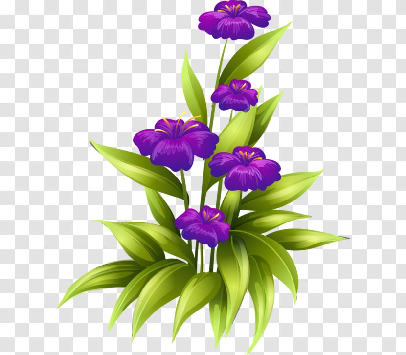 Flower Purple Clip Art - Green Flowers Transparent PNG