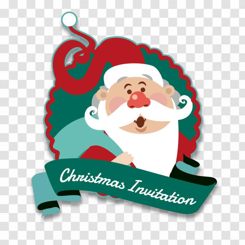 Santa Claus Christmas Embroidery Stitch - Ribbon Label Vector Material Transparent PNG
