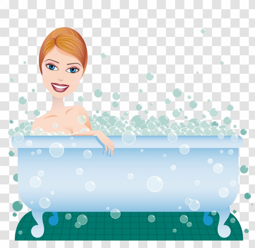 Bathing Clip Art - Cartoon - Bath Beauty Vector Transparent PNG