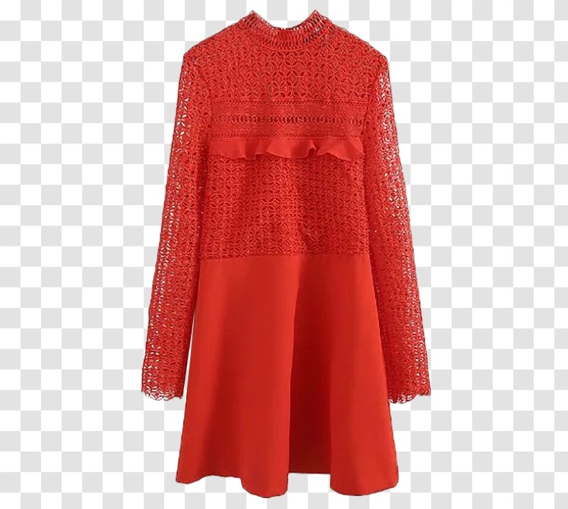 Dress Sleeve Blouse Top Sweater - Red Lace Transparent PNG