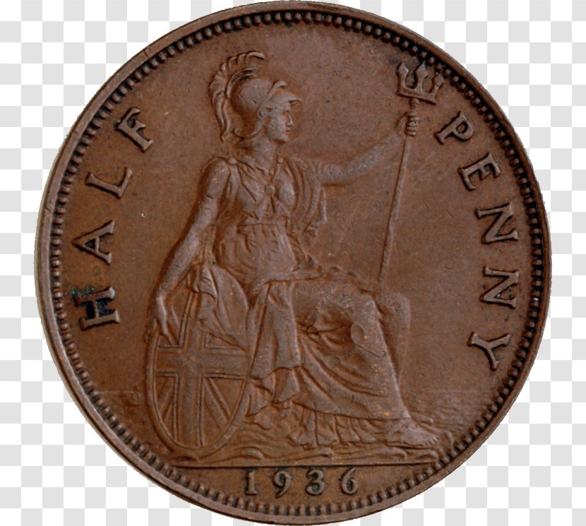 Britannia Halfpenny Coins Of The Pound Sterling - Coin Transparent PNG
