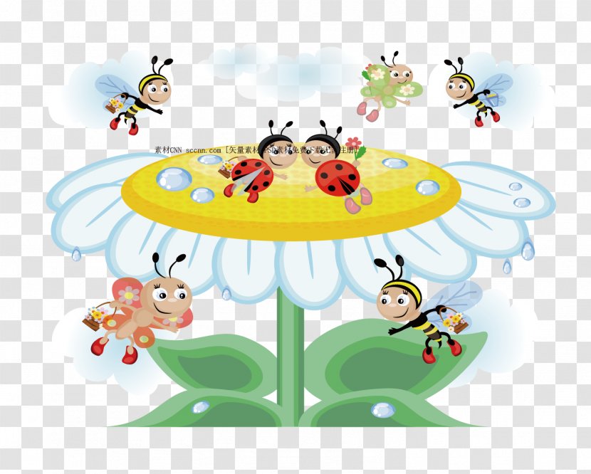 Bee Insect Clip Art - Royaltyfree - Vector Flowers Transparent PNG